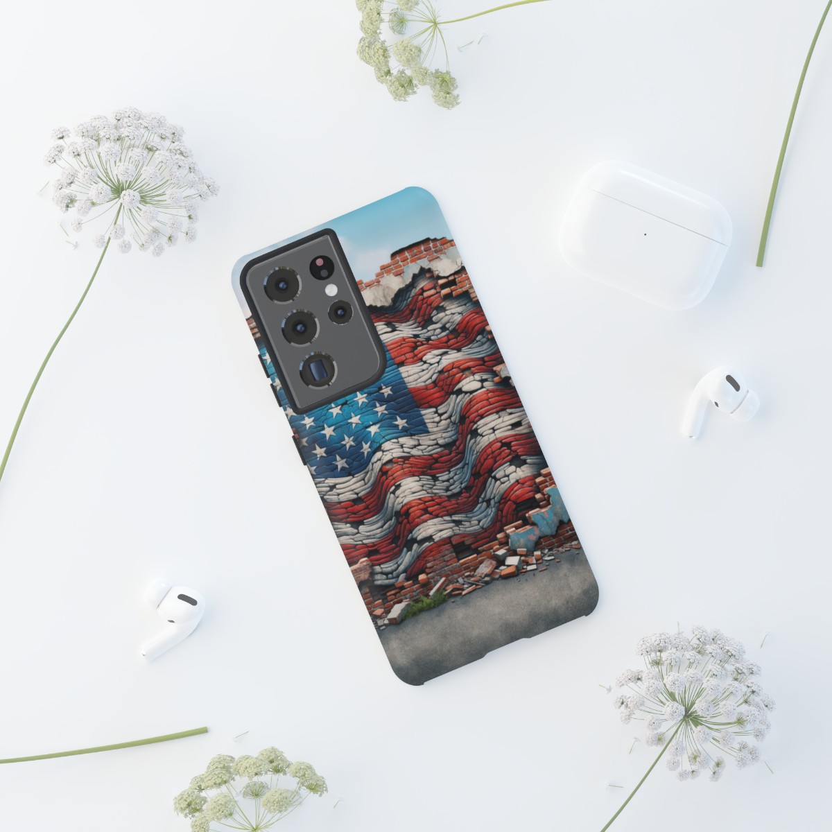 Resilient USA Flag on Cracked Brick Wall - Durable Phone Case- Phone Case - Image 69