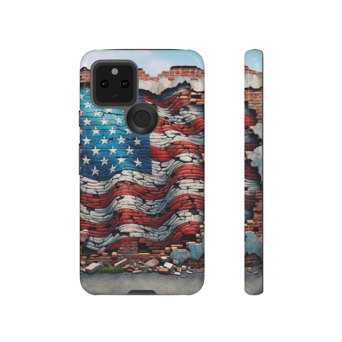 Resilient USA Flag on Cracked Brick Wall - Durable Phone Case- Phone Case - Image 70