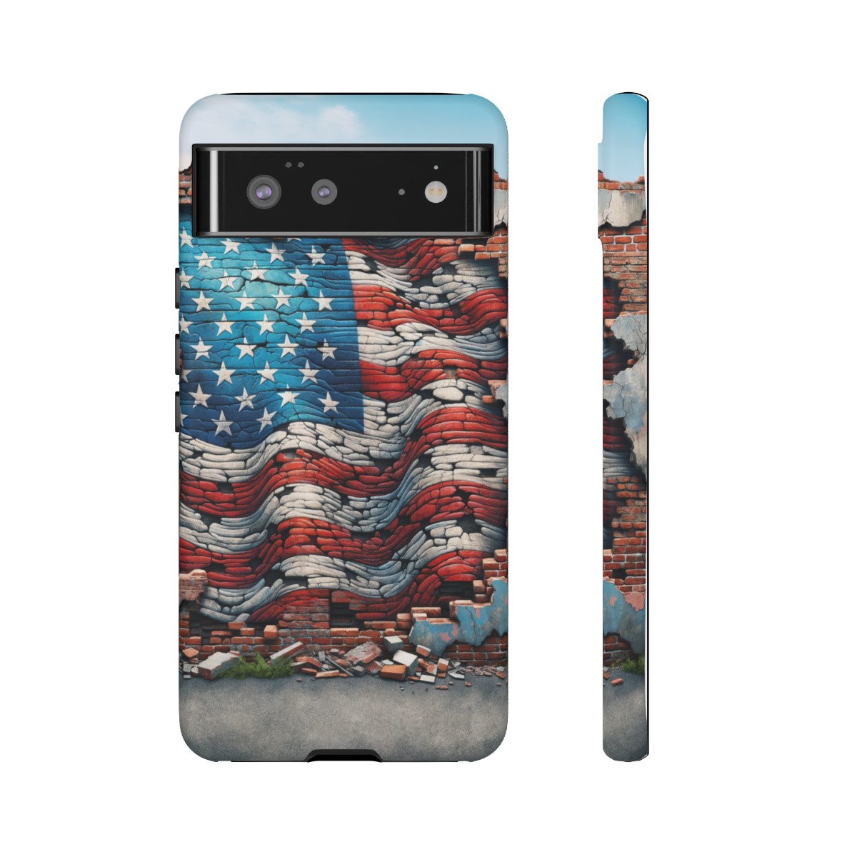Resilient USA Flag on Cracked Brick Wall - Durable Phone Case- Phone Case - Image 76
