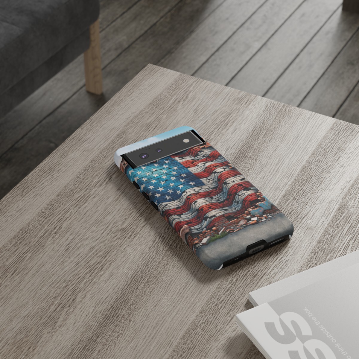 Resilient USA Flag on Cracked Brick Wall - Durable Phone Case- Phone Case - Image 77