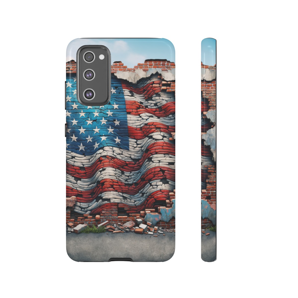 Resilient USA Flag on Cracked Brick Wall - Durable Phone Case- Phone Case - Image 78