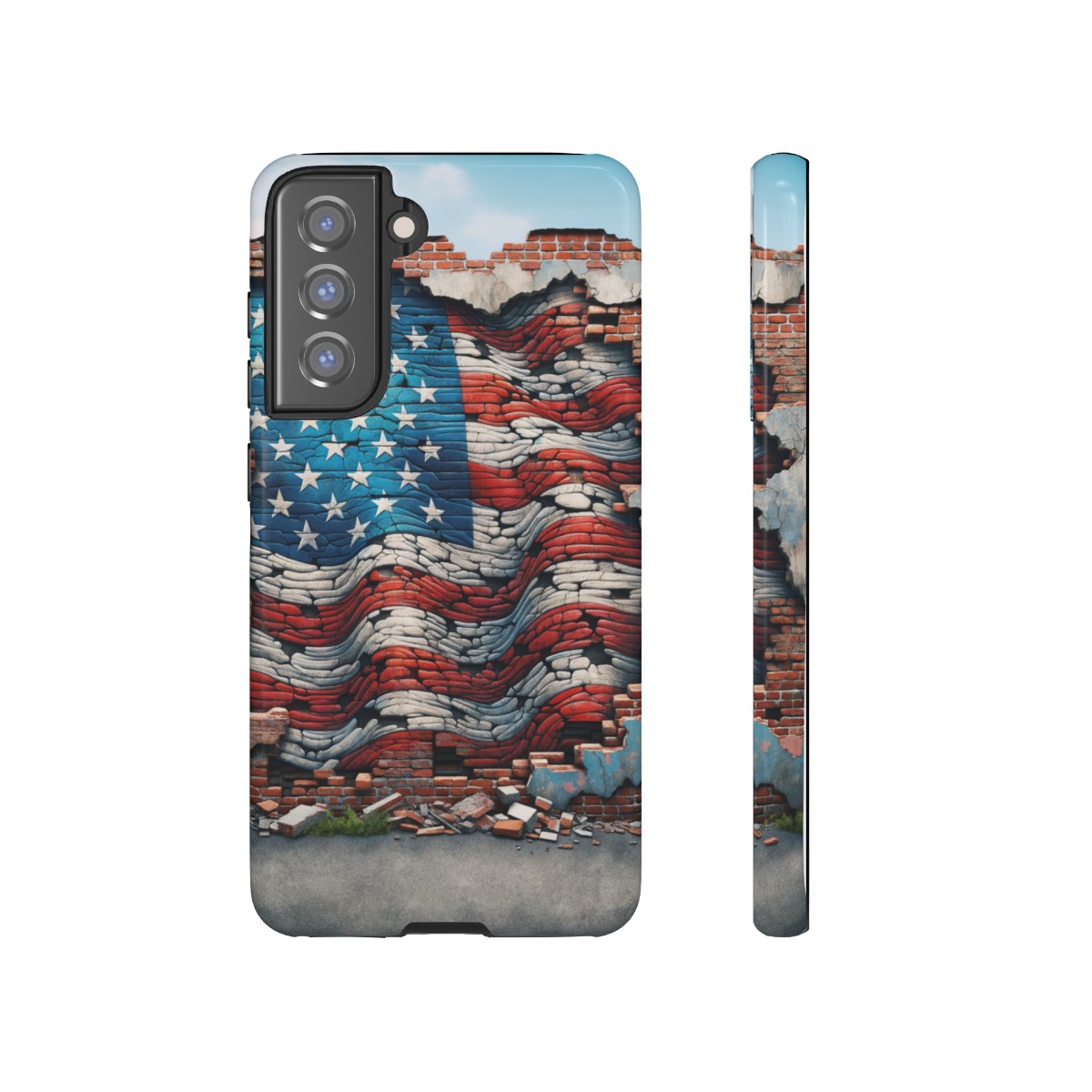 Resilient USA Flag on Cracked Brick Wall - Durable Phone Case- Phone Case - Image 82
