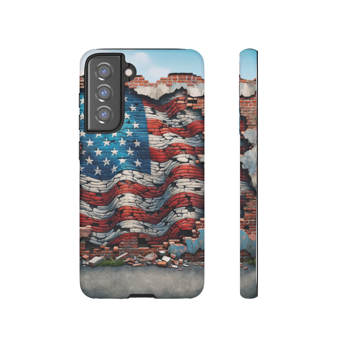 Resilient USA Flag on Cracked Brick Wall - Durable Phone Case- Phone Case - Image 84