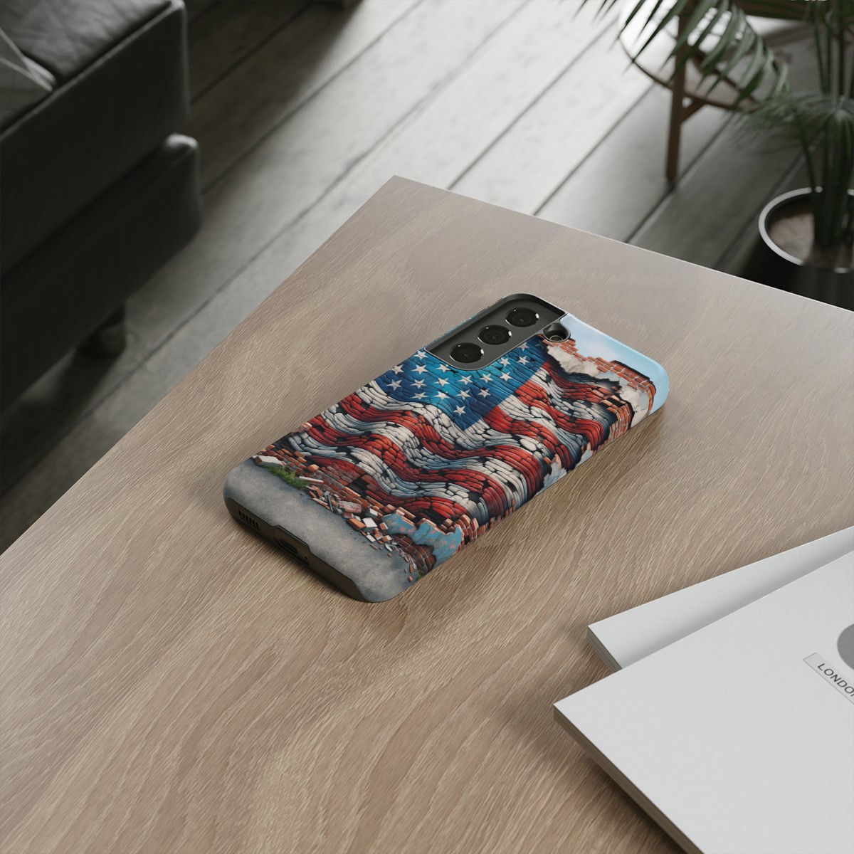 Resilient USA Flag on Cracked Brick Wall - Durable Phone Case- Phone Case - Image 89