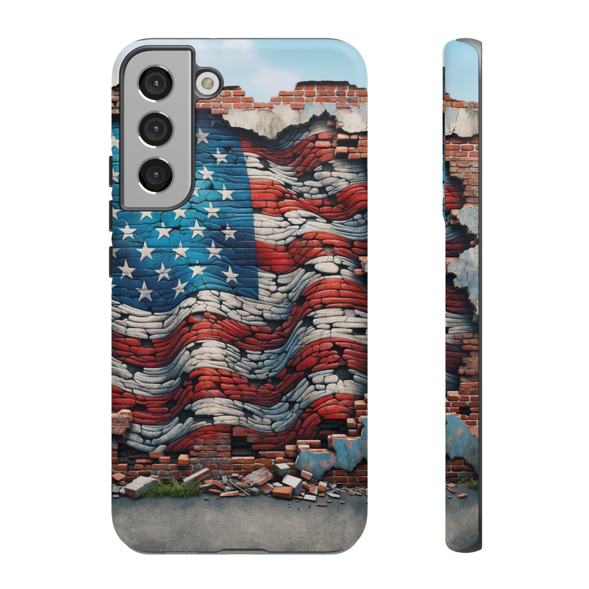 Resilient USA Flag on Cracked Brick Wall - Durable Phone Case- Phone Case - Image 92