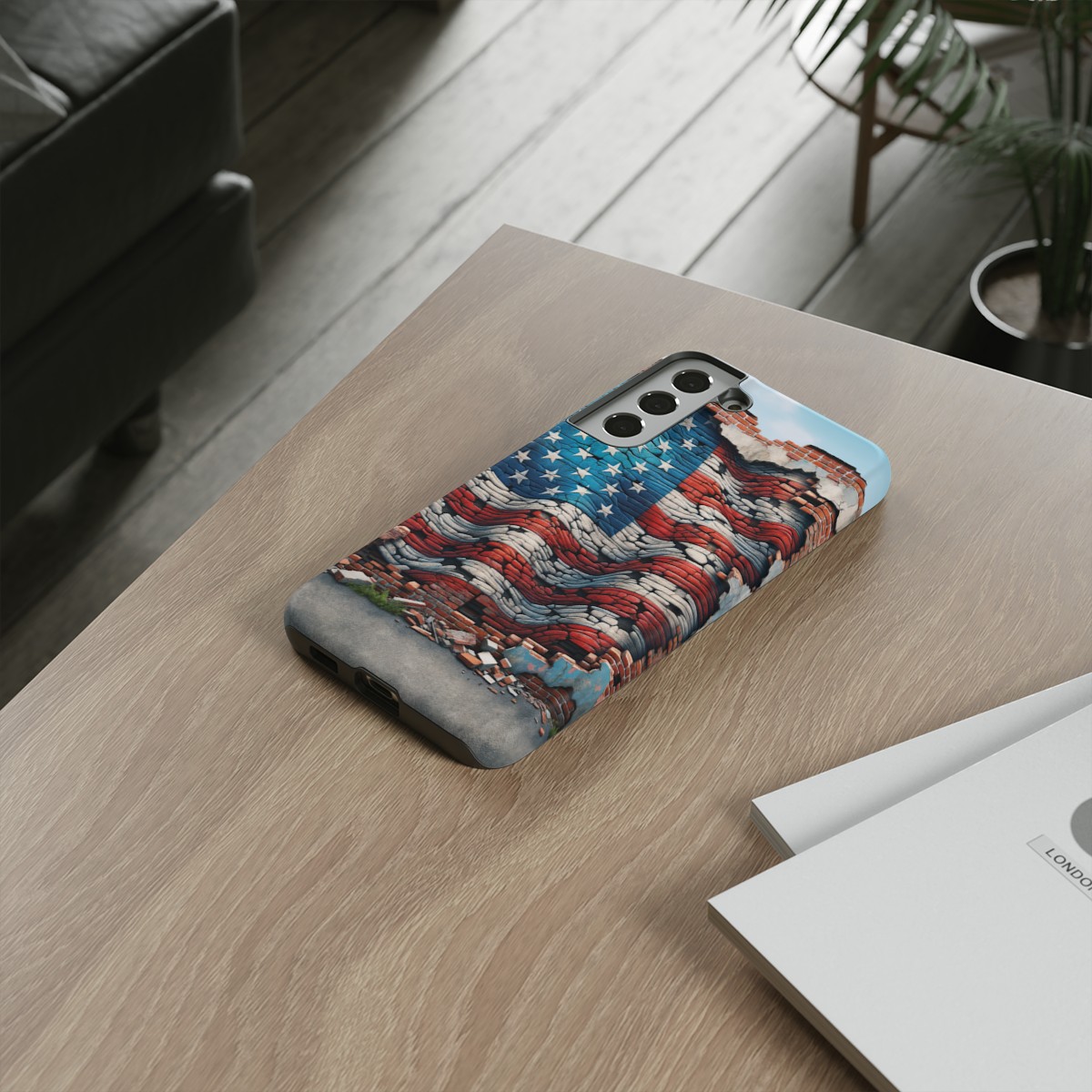 Resilient USA Flag on Cracked Brick Wall - Durable Phone Case- Phone Case - Image 93