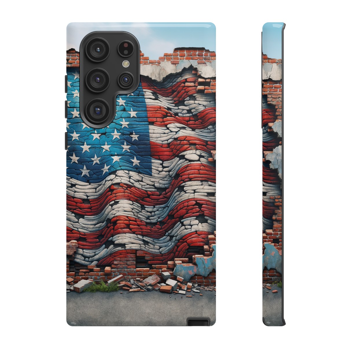Resilient USA Flag on Cracked Brick Wall - Durable Phone Case- Phone Case - Image 94