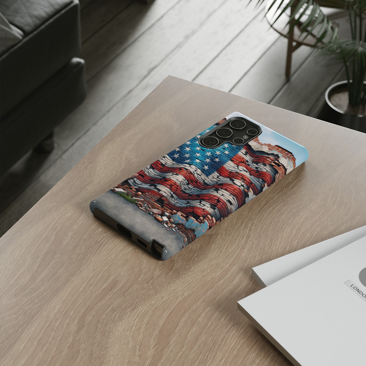 Resilient USA Flag on Cracked Brick Wall - Durable Phone Case- Phone Case - Image 95
