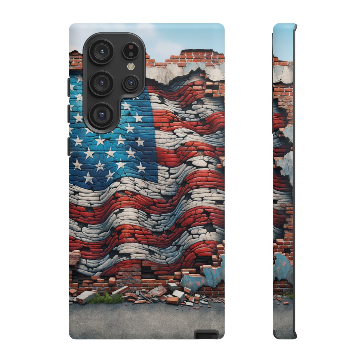 Resilient USA Flag on Cracked Brick Wall - Durable Phone Case- Phone Case - Image 96