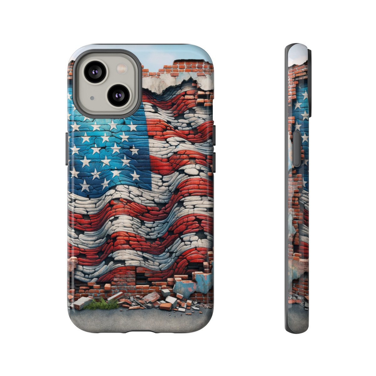 Resilient USA Flag on Cracked Brick Wall - Durable Phone Case- Phone Case - Image 98