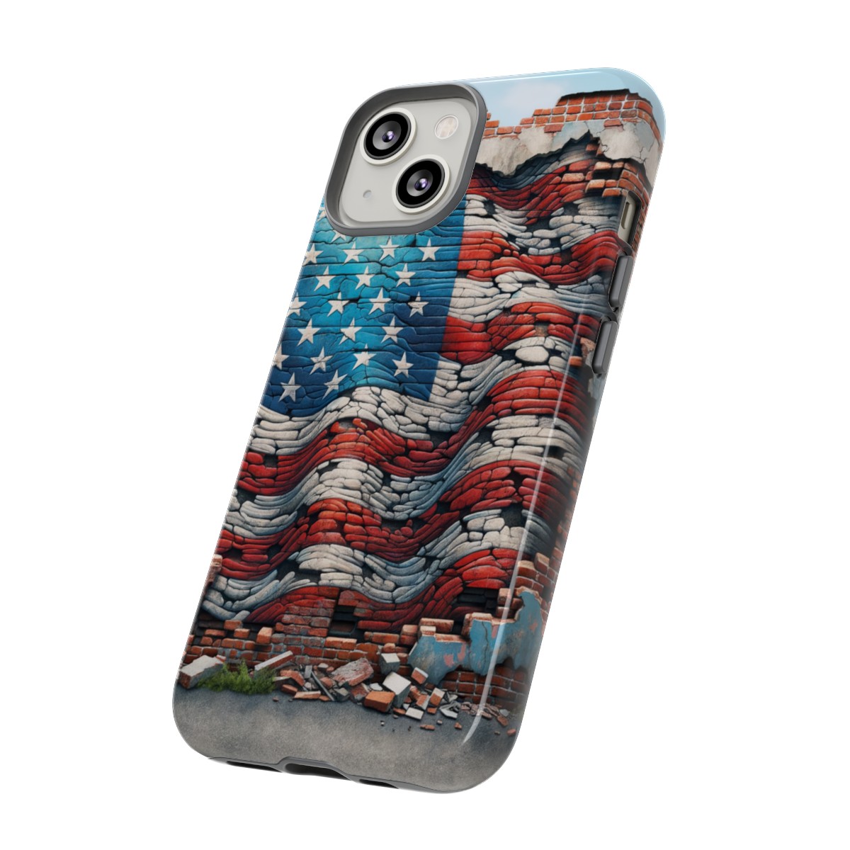 Resilient USA Flag on Cracked Brick Wall - Durable Phone Case- Phone Case - Image 99