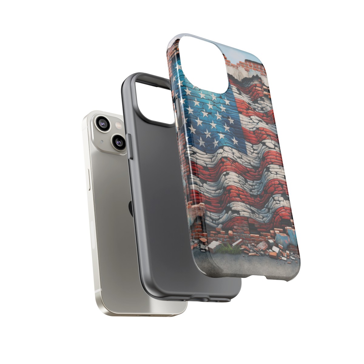 Resilient USA Flag on Cracked Brick Wall - Durable Phone Case- Phone Case - Image 100