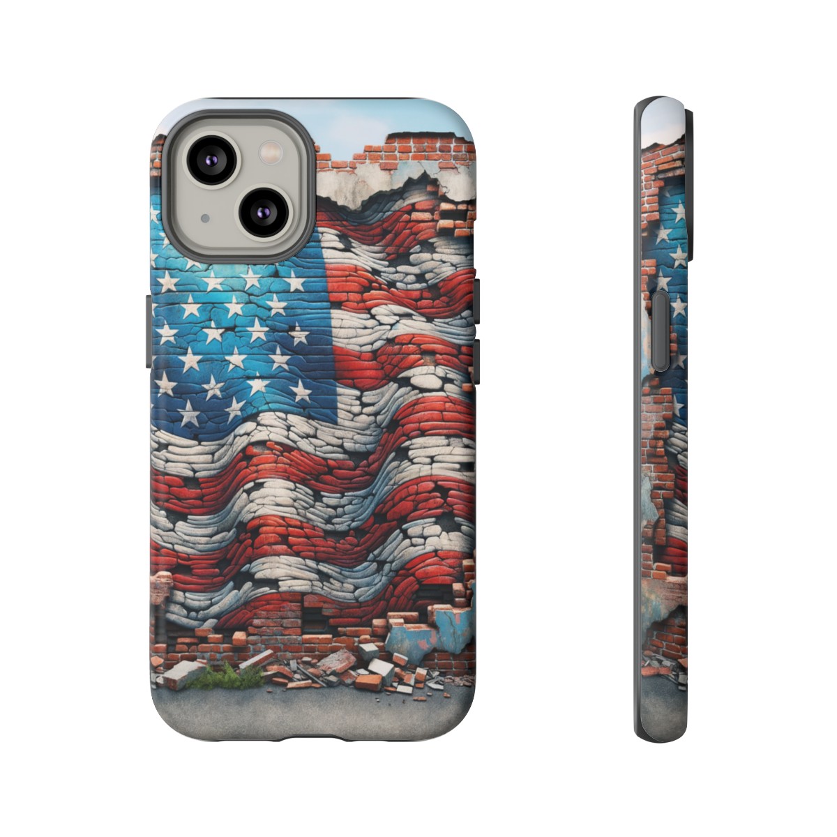 Resilient USA Flag on Cracked Brick Wall - Durable Phone Case- Phone Case - Image 102