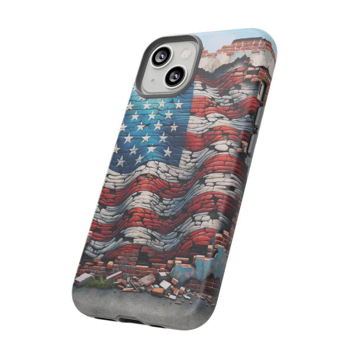 Resilient USA Flag on Cracked Brick Wall - Durable Phone Case- Phone Case - Image 103