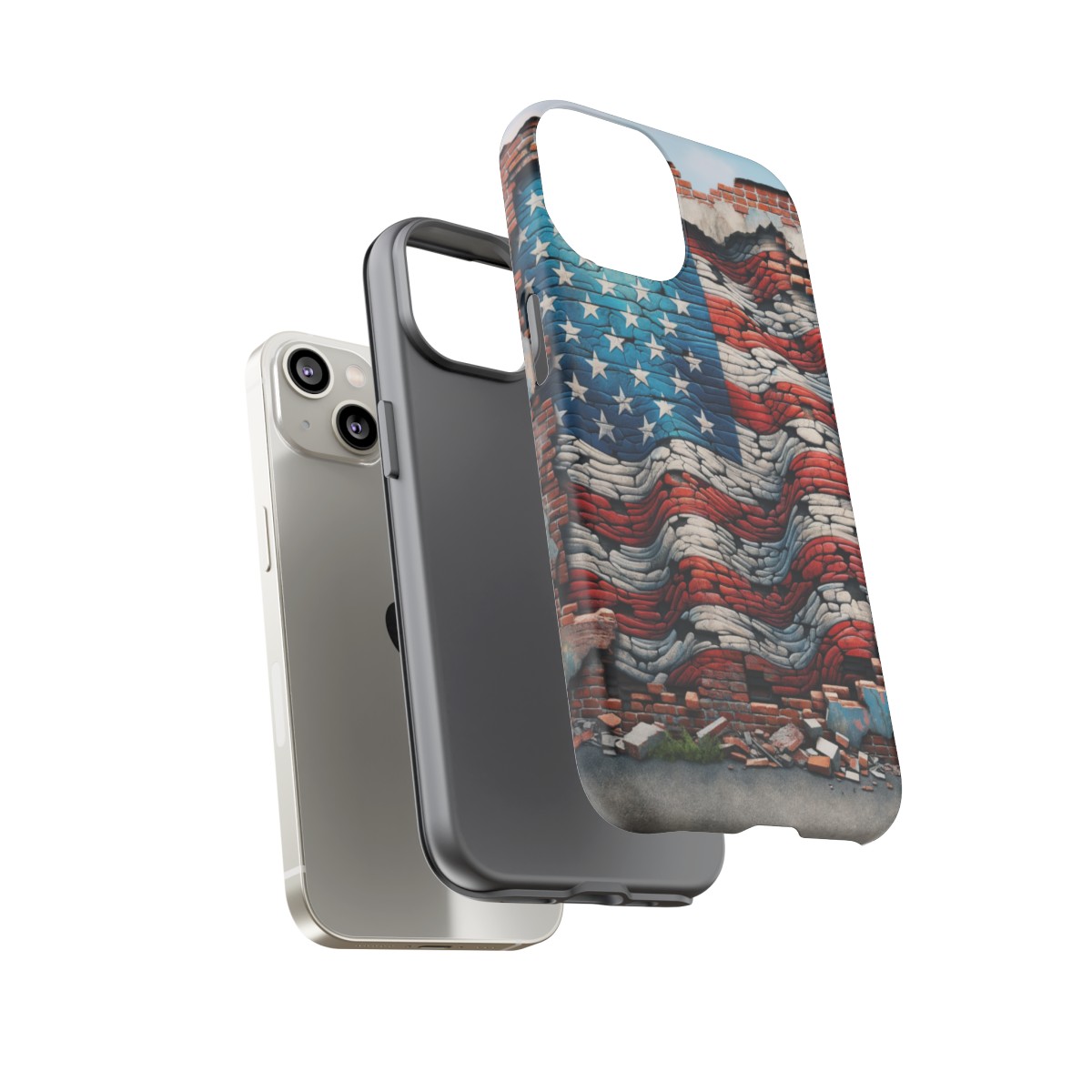 Resilient USA Flag on Cracked Brick Wall - Durable Phone Case- Phone Case - Image 104