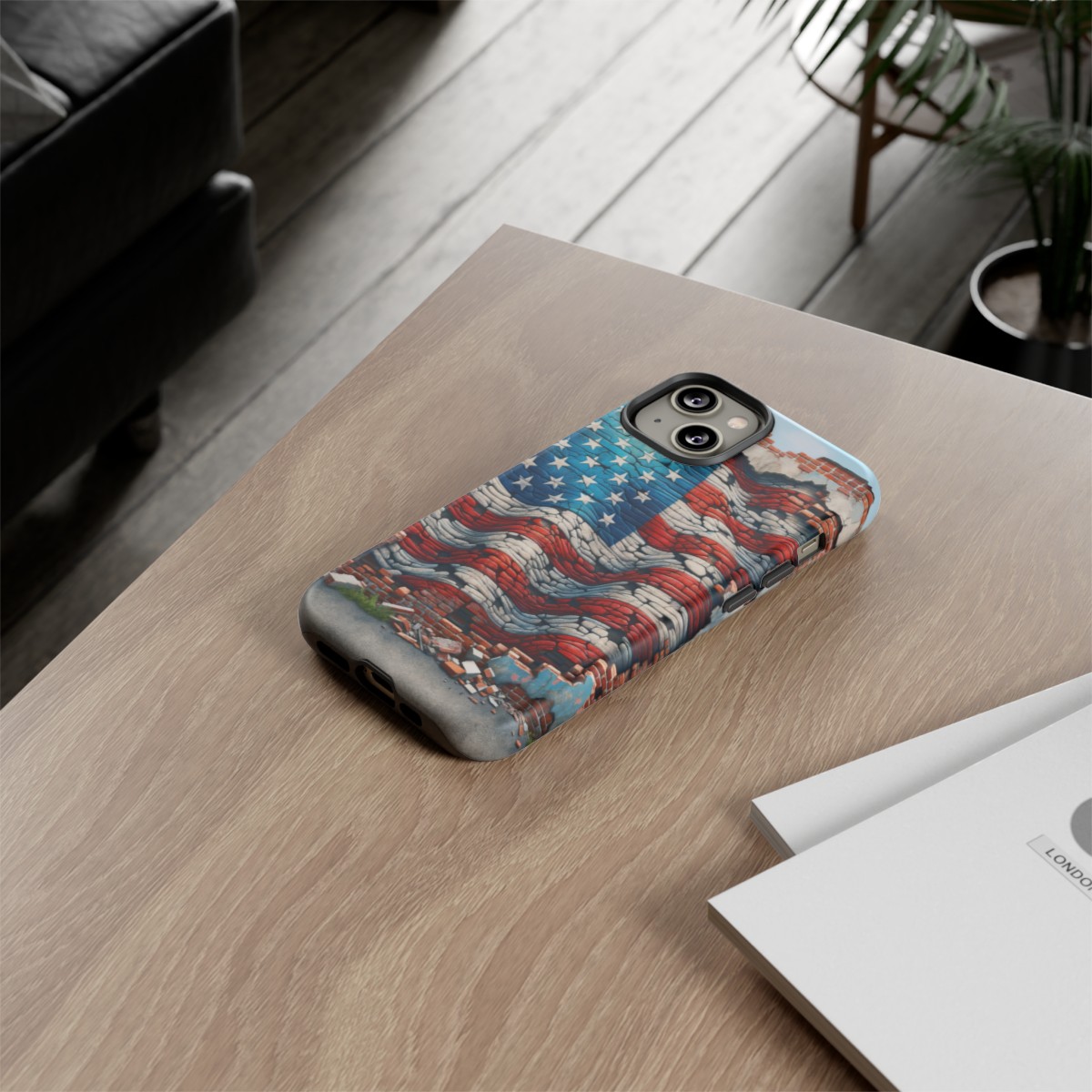 Resilient USA Flag on Cracked Brick Wall - Durable Phone Case- Phone Case - Image 105