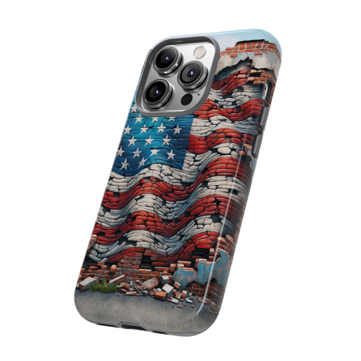 Resilient USA Flag on Cracked Brick Wall - Durable Phone Case- Phone Case - Image 107