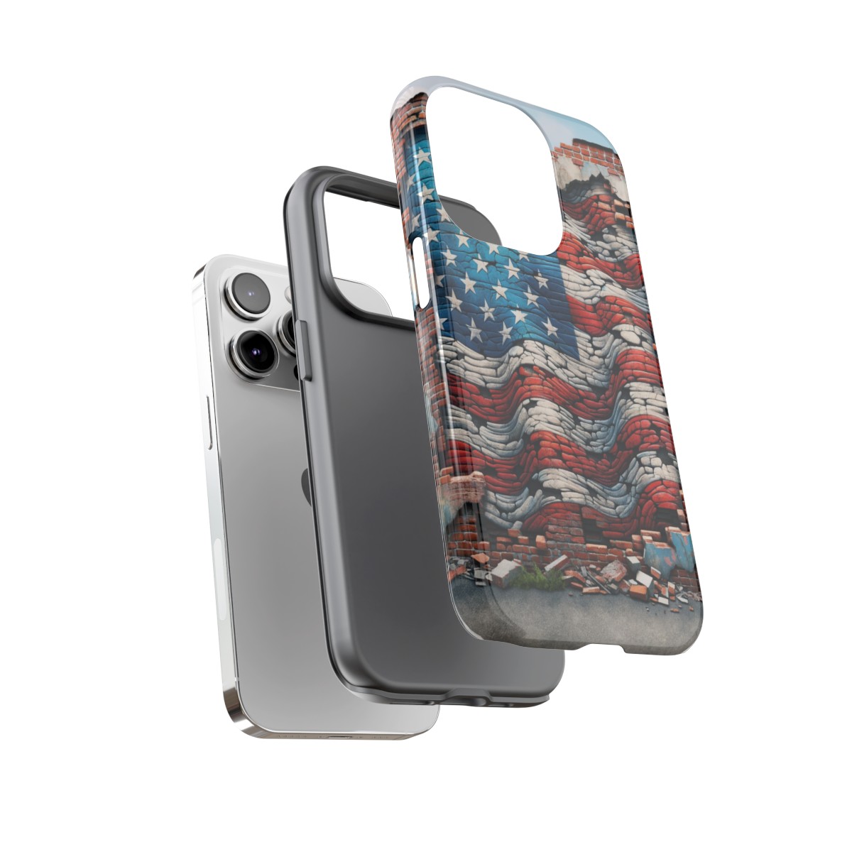 Resilient USA Flag on Cracked Brick Wall - Durable Phone Case- Phone Case - Image 108