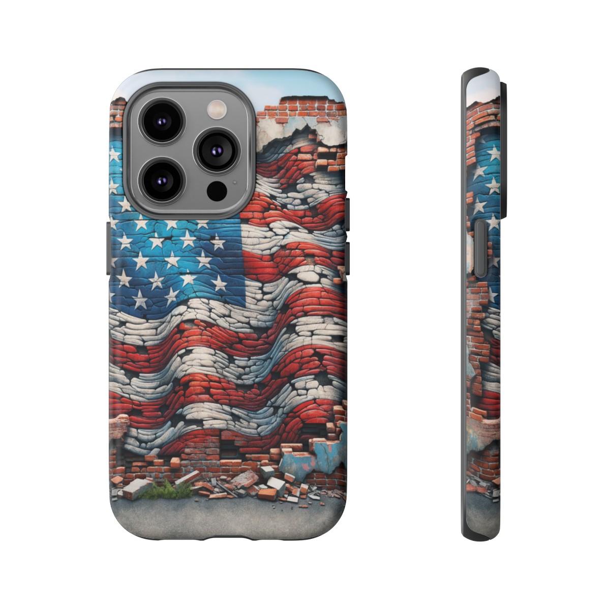 Resilient USA Flag on Cracked Brick Wall - Durable Phone Case- Phone Case - Image 110