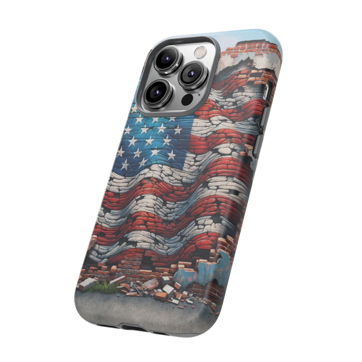 Resilient USA Flag on Cracked Brick Wall - Durable Phone Case- Phone Case - Image 111