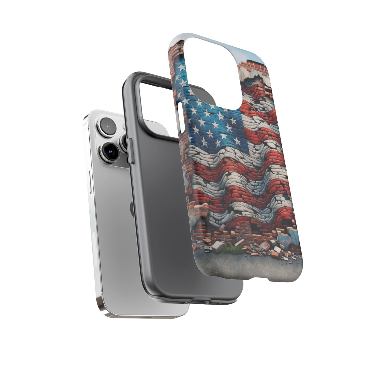 Resilient USA Flag on Cracked Brick Wall - Durable Phone Case- Phone Case - Image 112