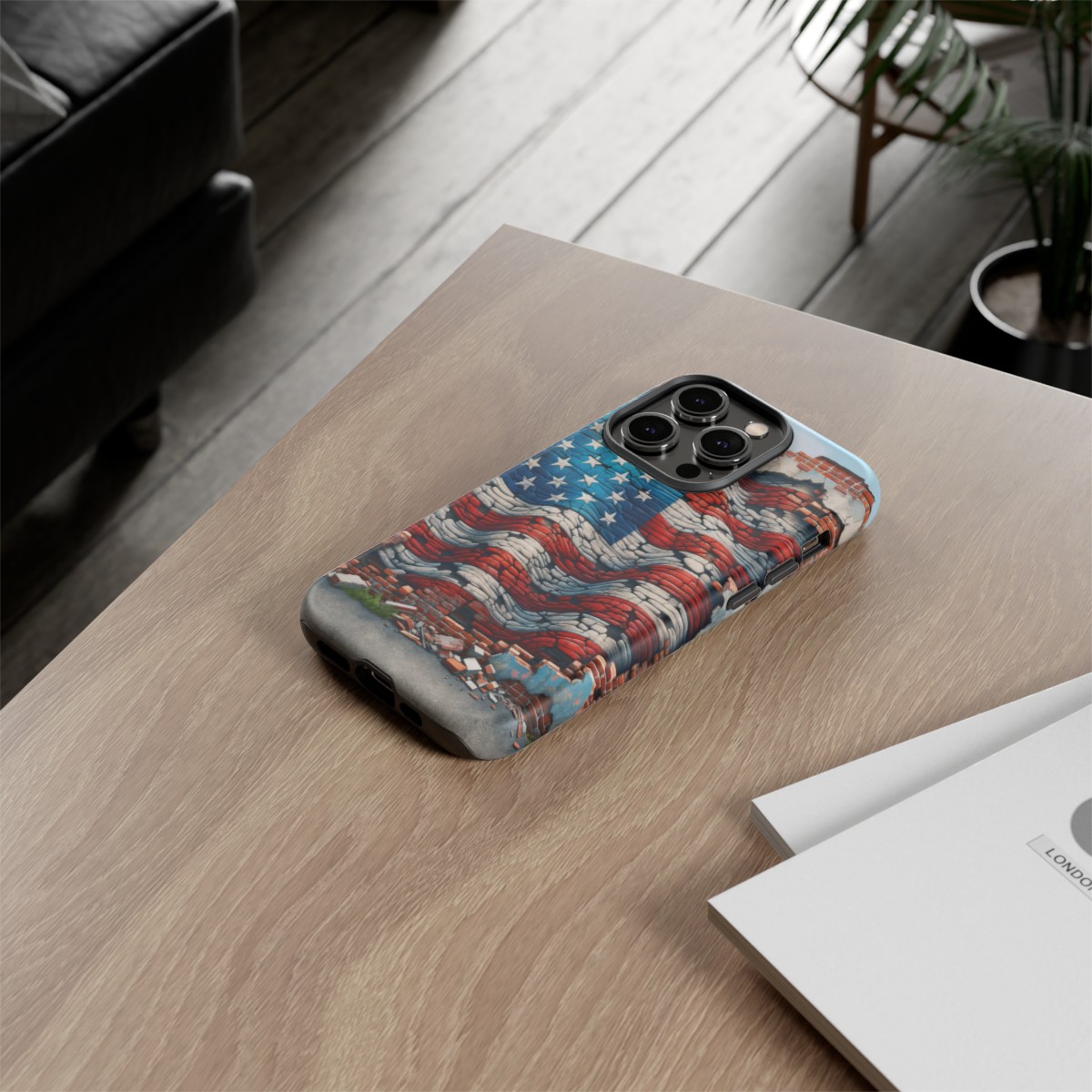 Resilient USA Flag on Cracked Brick Wall - Durable Phone Case- Phone Case - Image 113