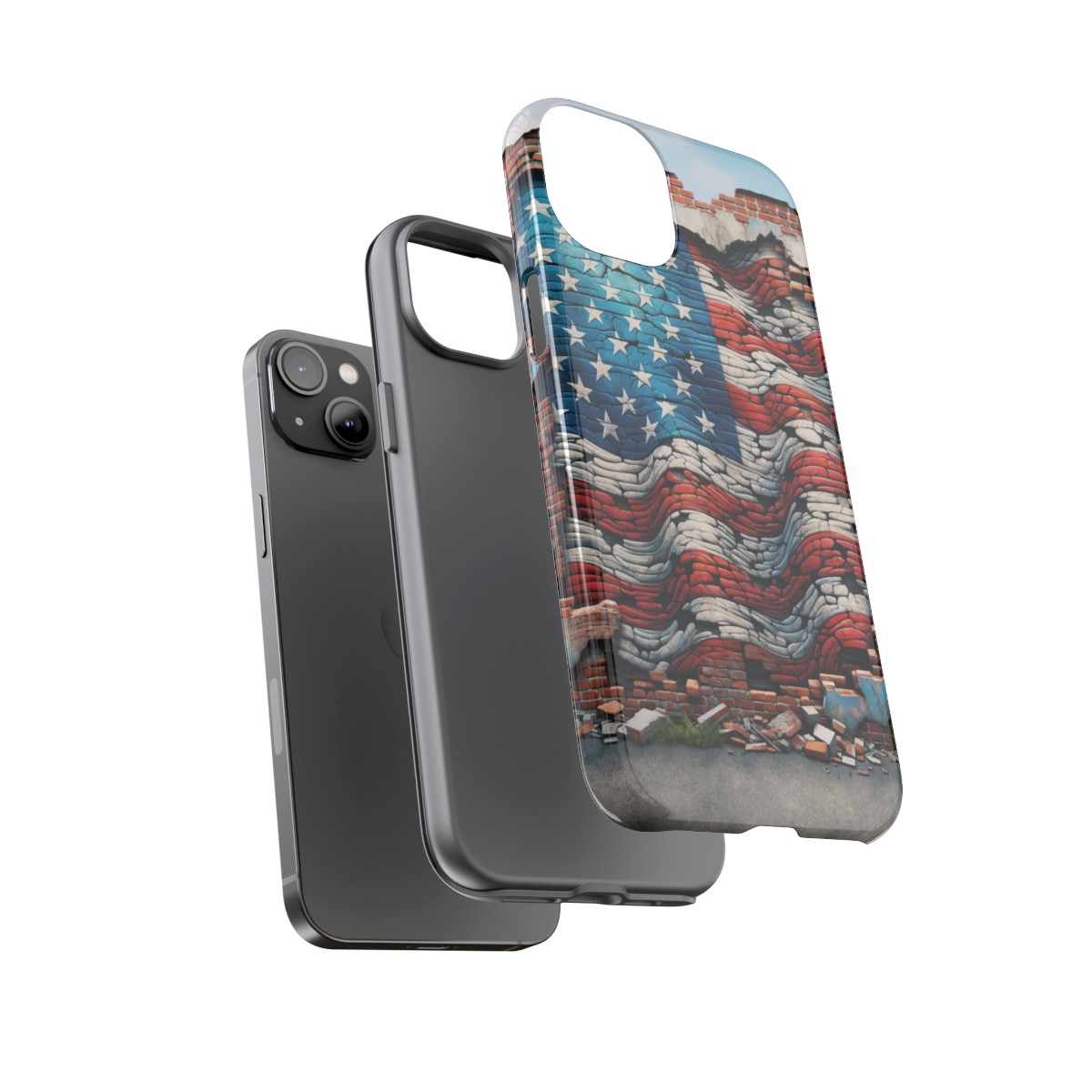 Resilient USA Flag on Cracked Brick Wall - Durable Phone Case- Phone Case - Image 116