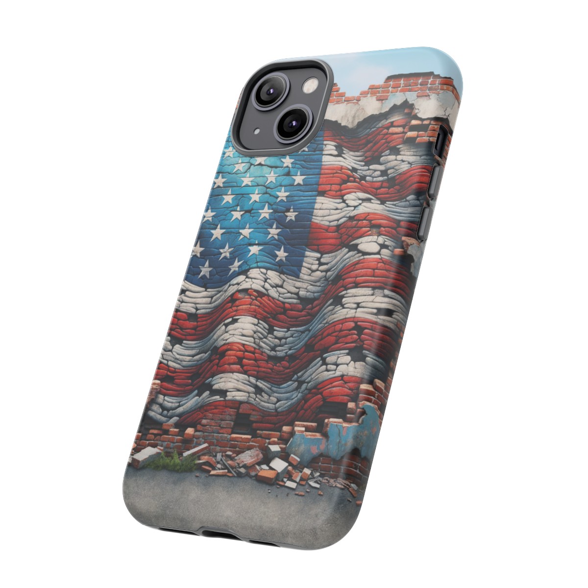 Resilient USA Flag on Cracked Brick Wall - Durable Phone Case- Phone Case - Image 119