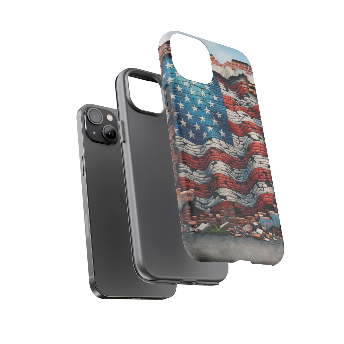 Resilient USA Flag on Cracked Brick Wall - Durable Phone Case- Phone Case - Image 120