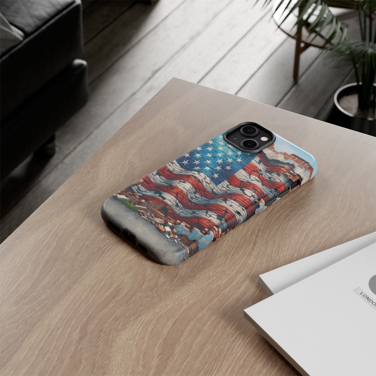 Resilient USA Flag on Cracked Brick Wall - Durable Phone Case- Phone Case - Image 121