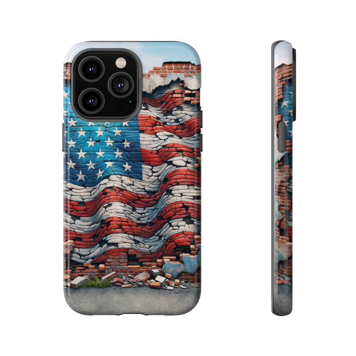 Resilient USA Flag on Cracked Brick Wall - Durable Phone Case- Phone Case - Image 122