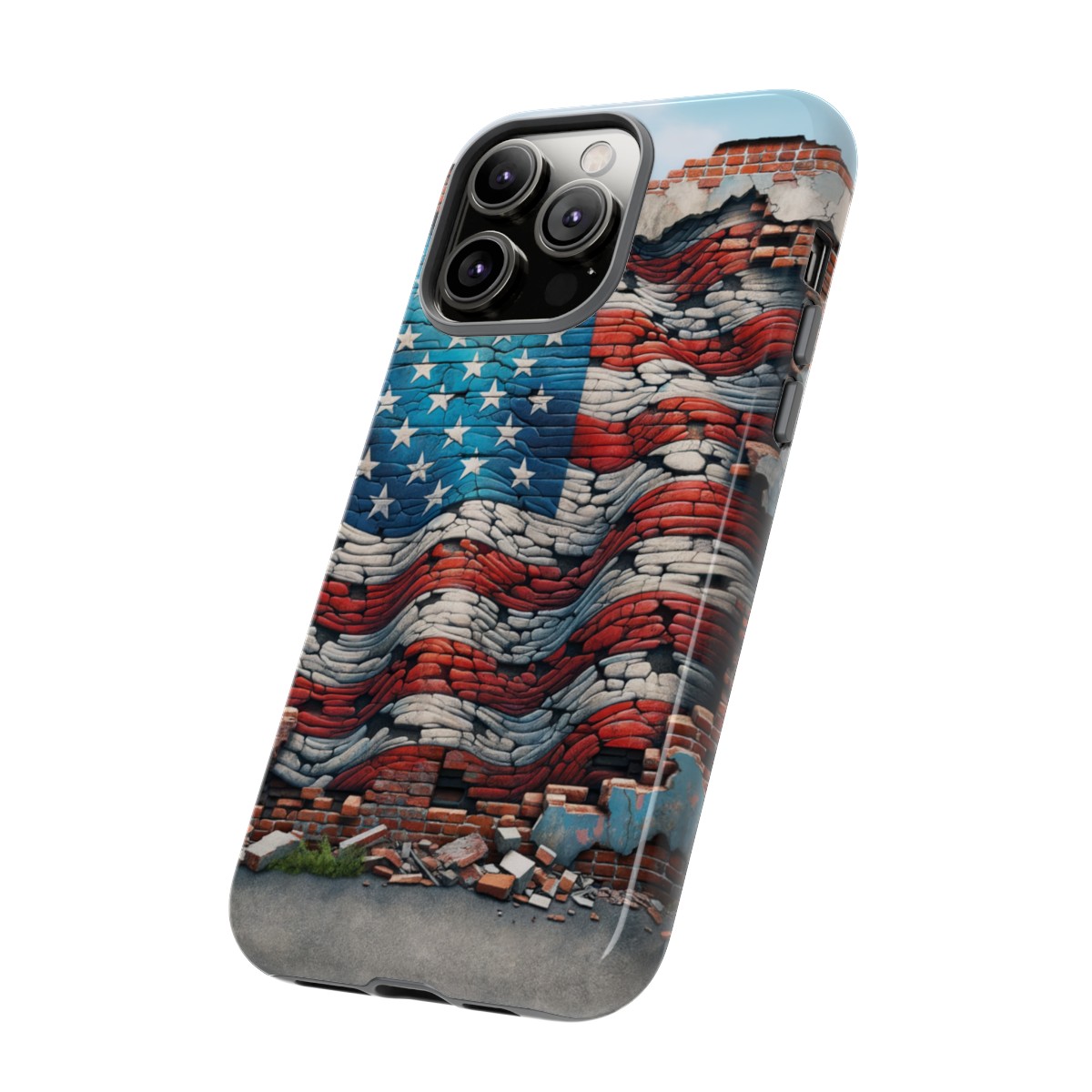Resilient USA Flag on Cracked Brick Wall - Durable Phone Case- Phone Case - Image 123
