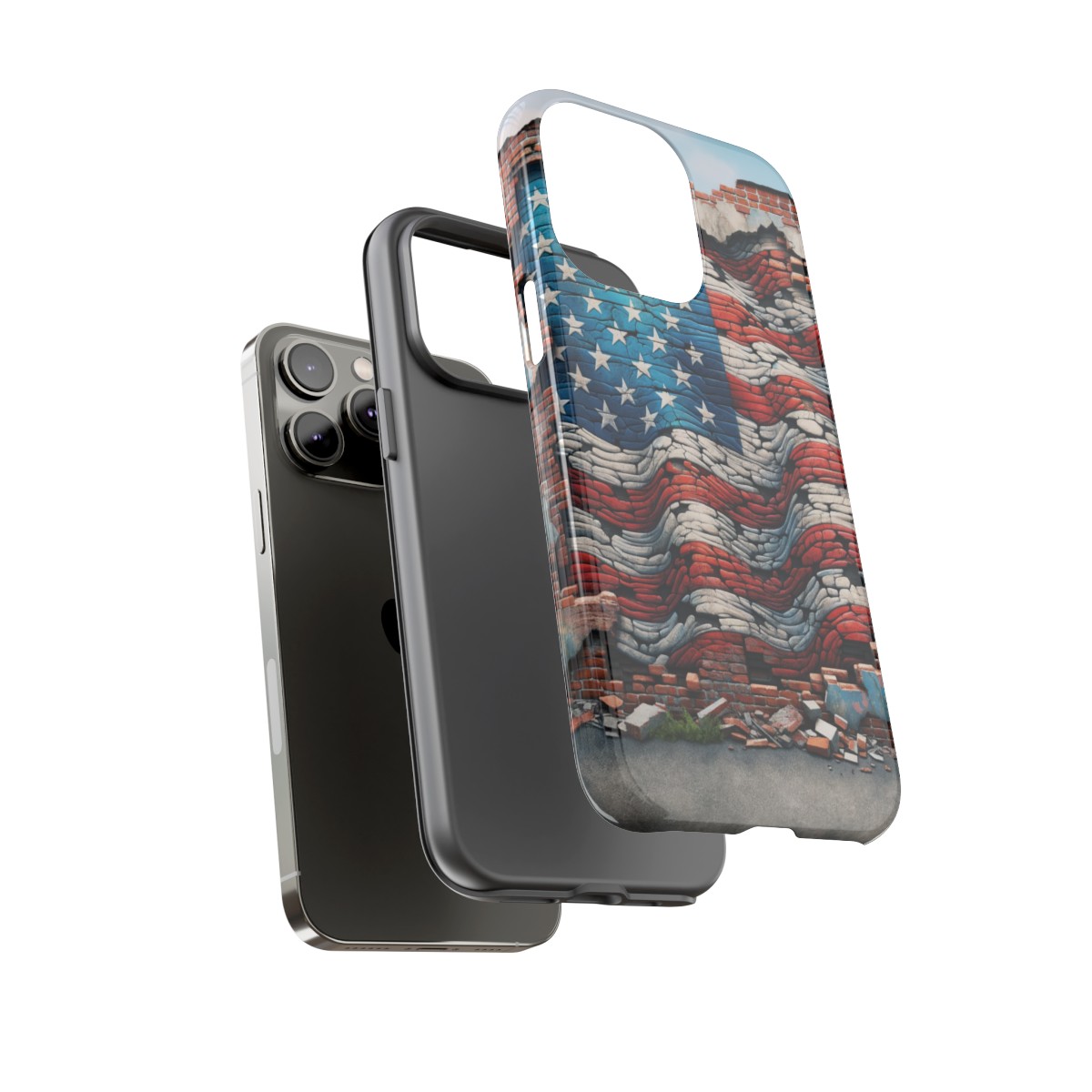 Resilient USA Flag on Cracked Brick Wall - Durable Phone Case- Phone Case - Image 124