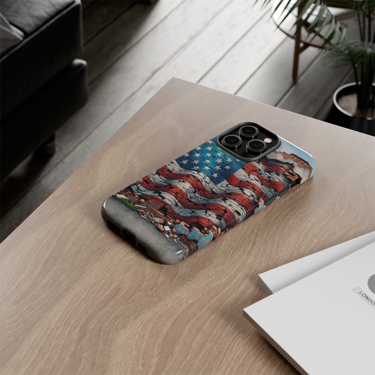 Resilient USA Flag on Cracked Brick Wall - Durable Phone Case- Phone Case - Image 125
