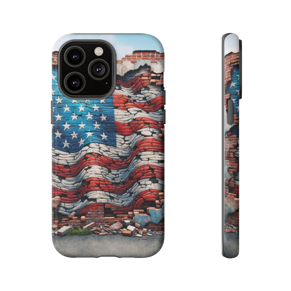 Resilient USA Flag on Cracked Brick Wall - Durable Phone Case- Phone Case - Image 126
