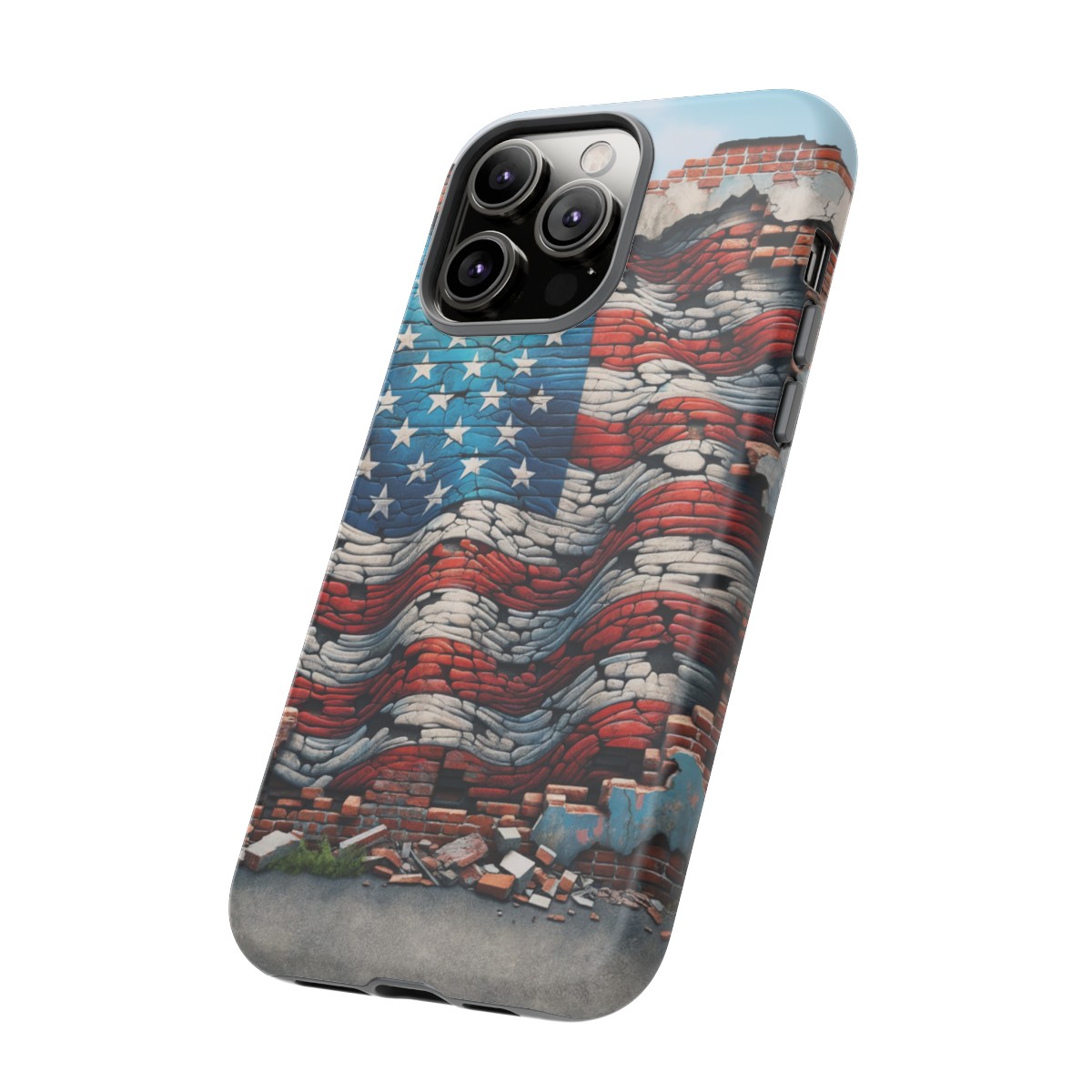 Resilient USA Flag on Cracked Brick Wall - Durable Phone Case- Phone Case - Image 127