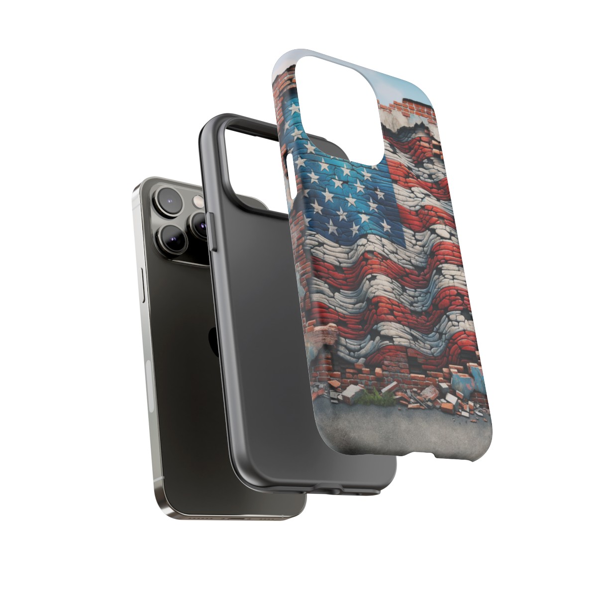 Resilient USA Flag on Cracked Brick Wall - Durable Phone Case- Phone Case - Image 128