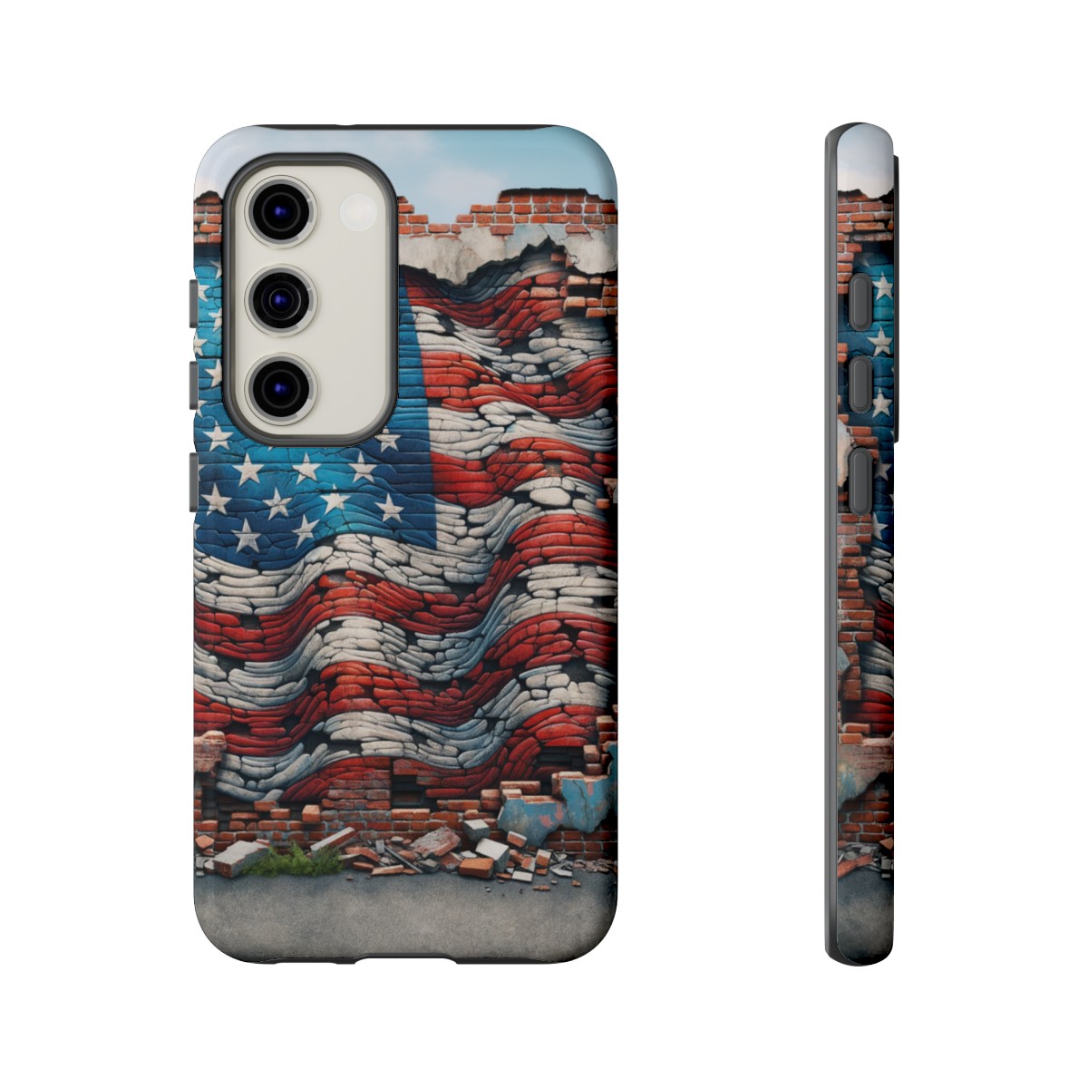 Resilient USA Flag on Cracked Brick Wall - Durable Phone Case- Phone Case - Image 130