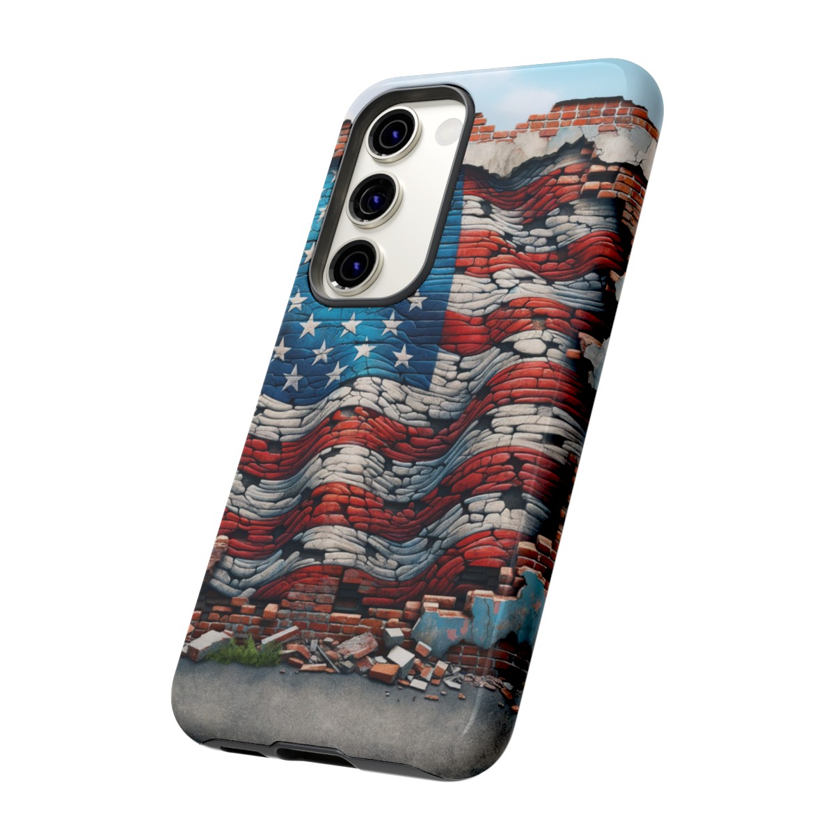 Resilient USA Flag on Cracked Brick Wall - Durable Phone Case- Phone Case - Image 131