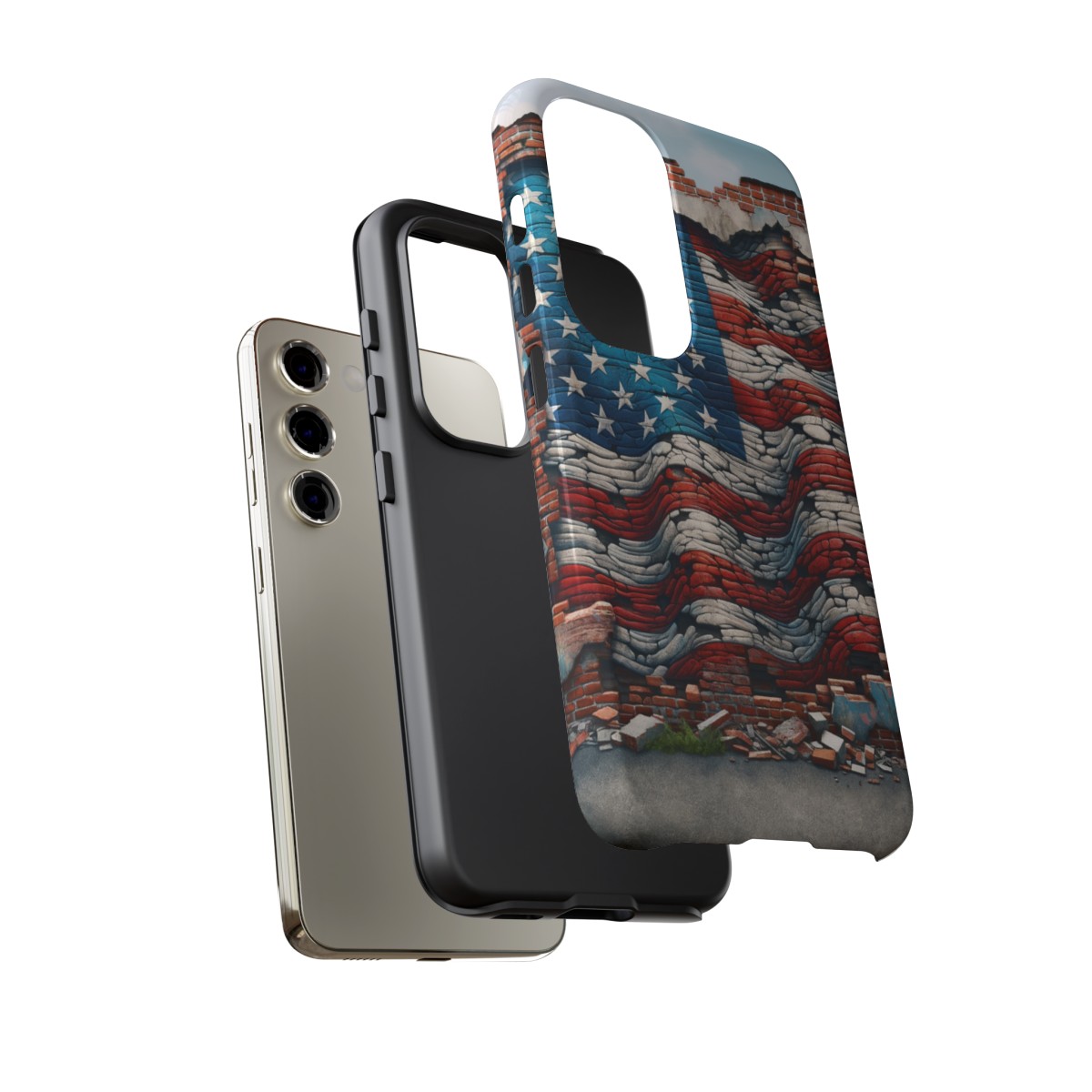 Resilient USA Flag on Cracked Brick Wall - Durable Phone Case- Phone Case - Image 132