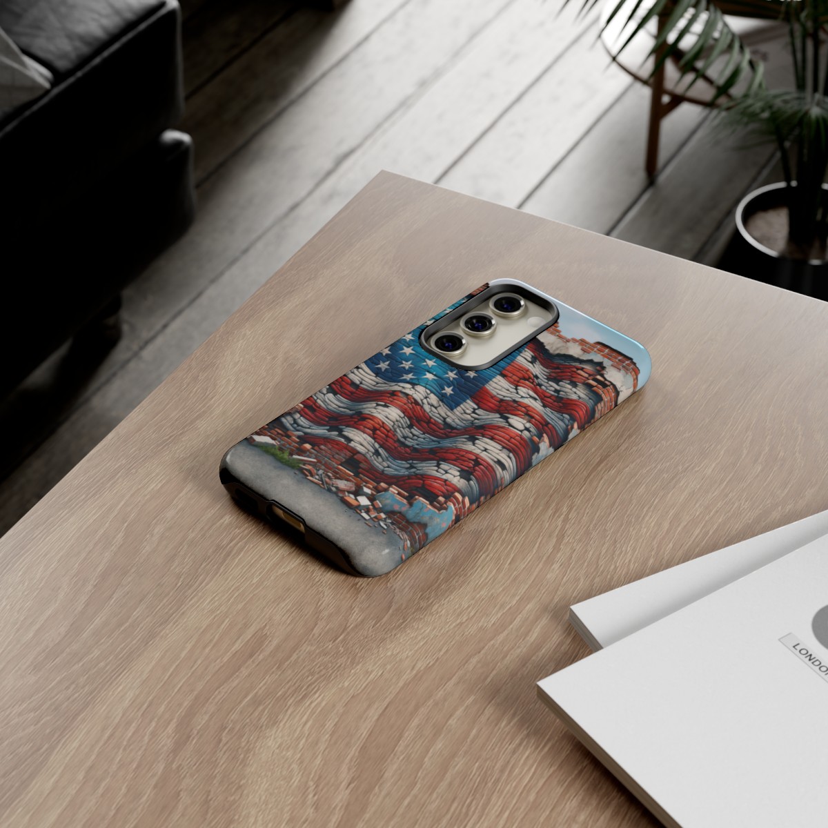 Resilient USA Flag on Cracked Brick Wall - Durable Phone Case- Phone Case - Image 133