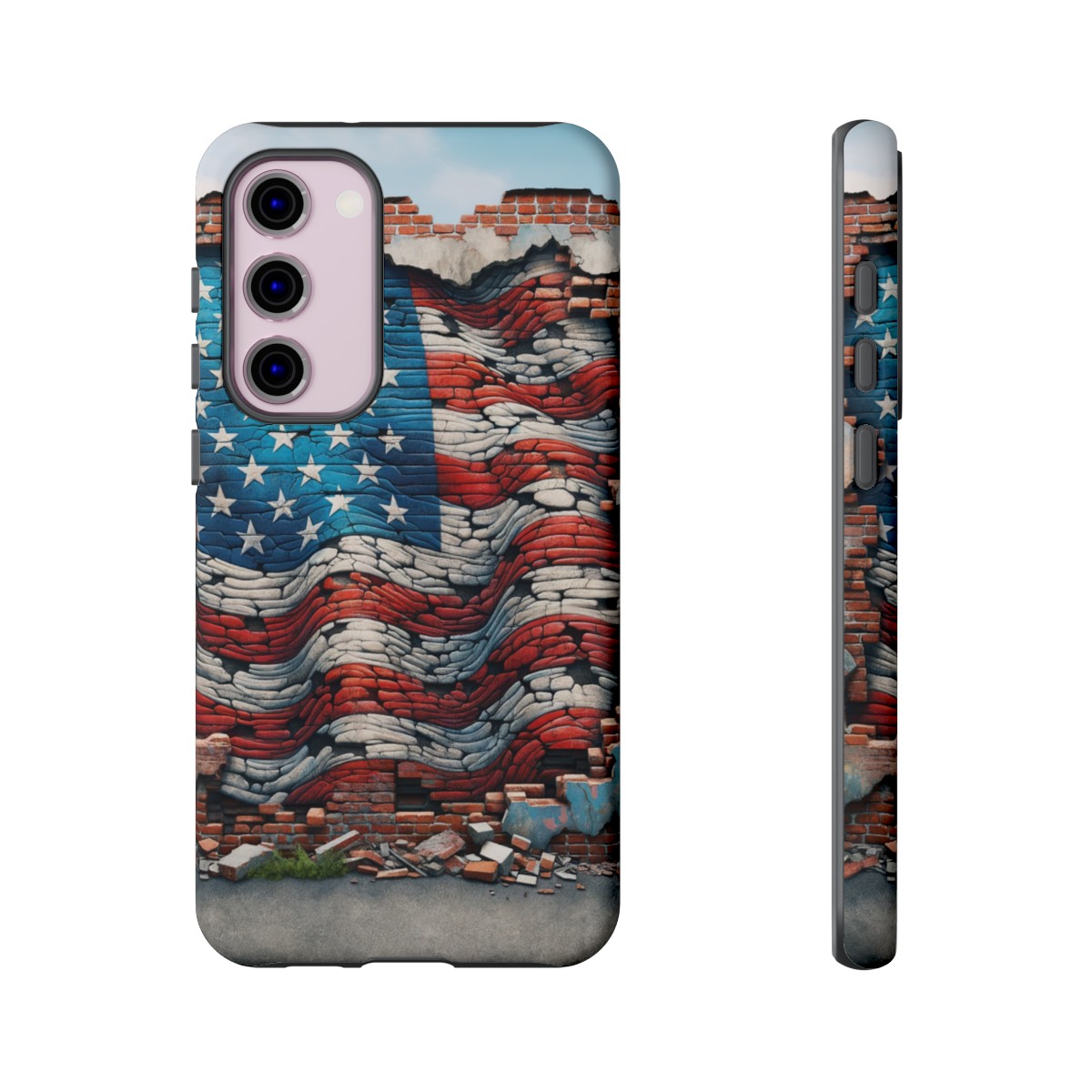 Resilient USA Flag on Cracked Brick Wall - Durable Phone Case- Phone Case - Image 134