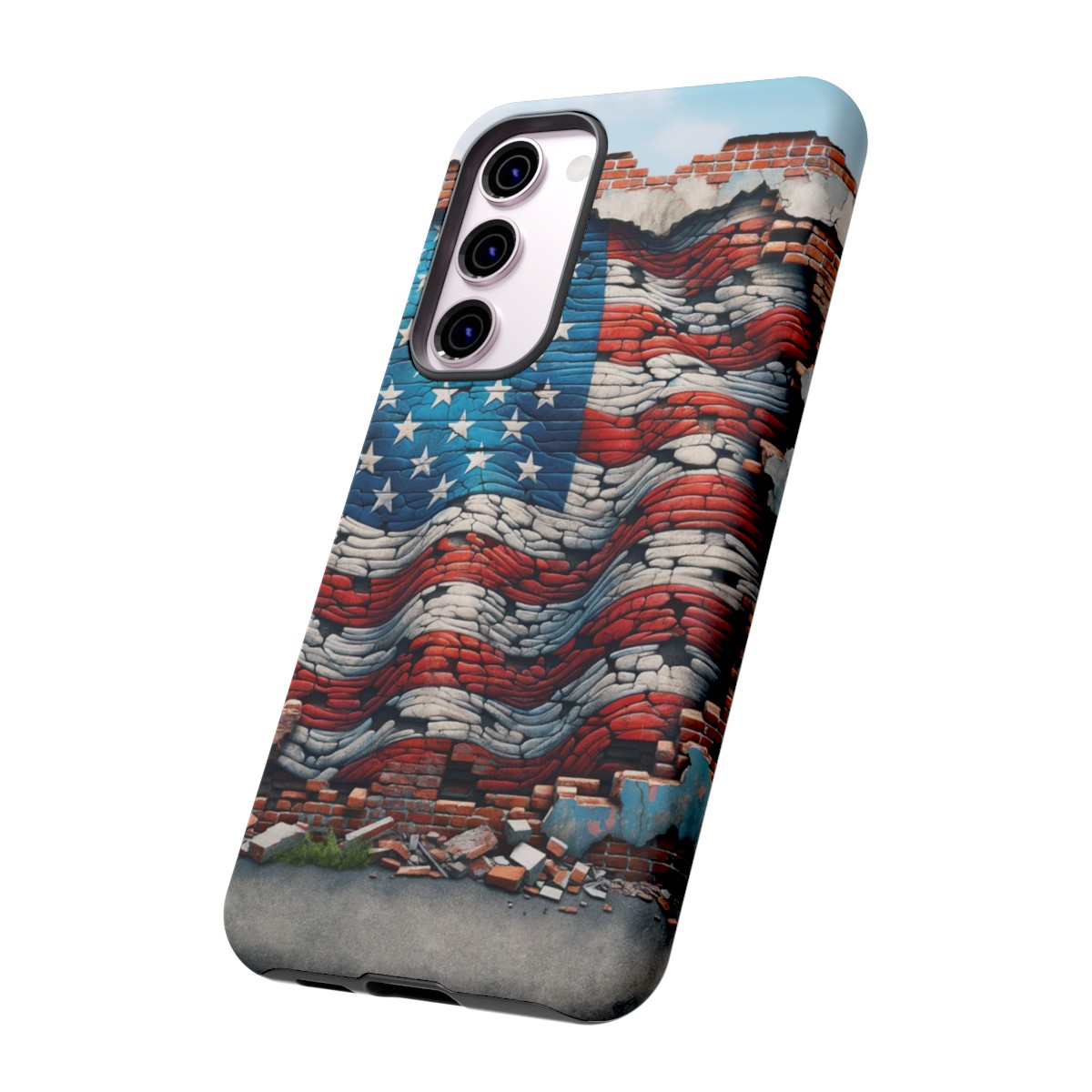 Resilient USA Flag on Cracked Brick Wall - Durable Phone Case- Phone Case - Image 135