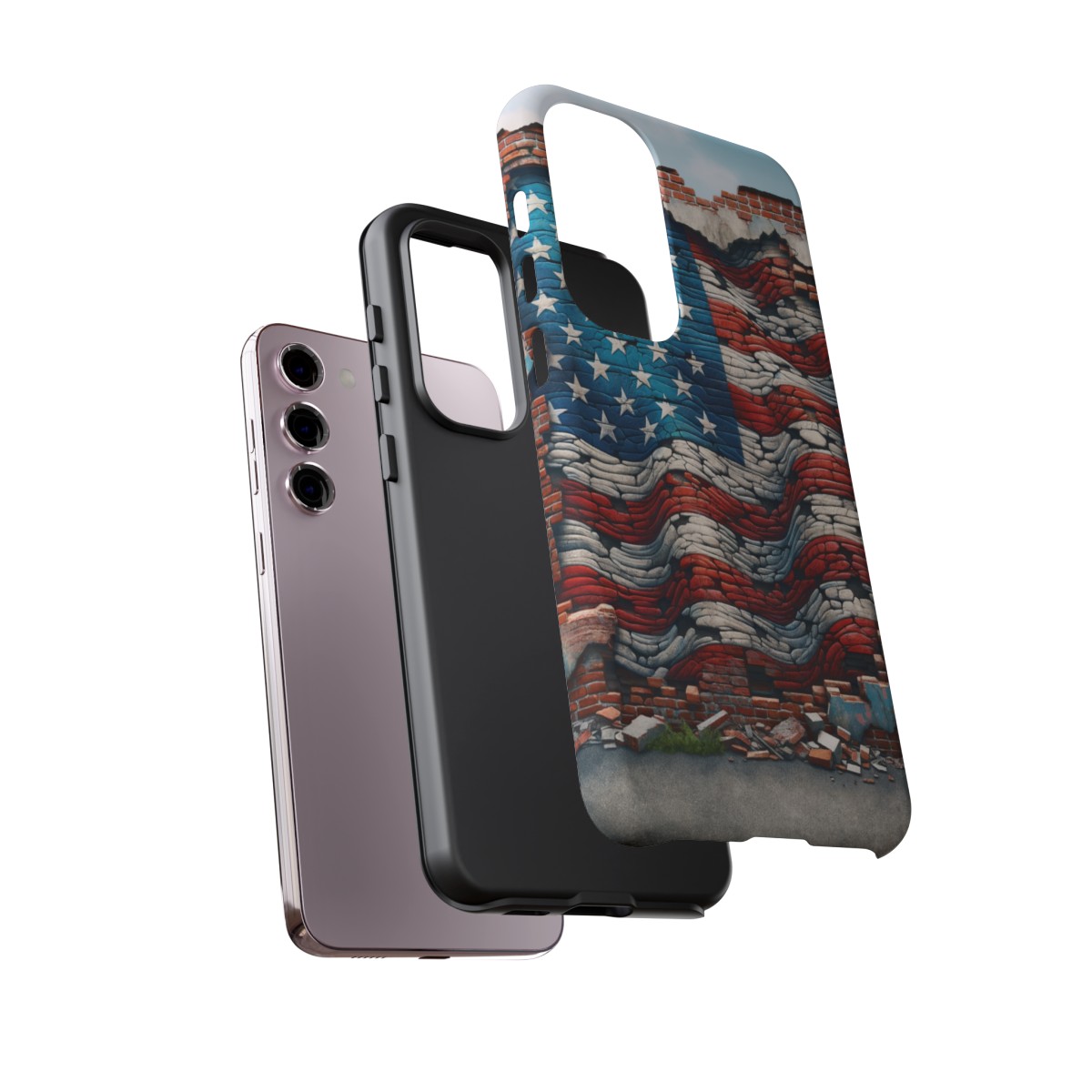 Resilient USA Flag on Cracked Brick Wall - Durable Phone Case- Phone Case - Image 136