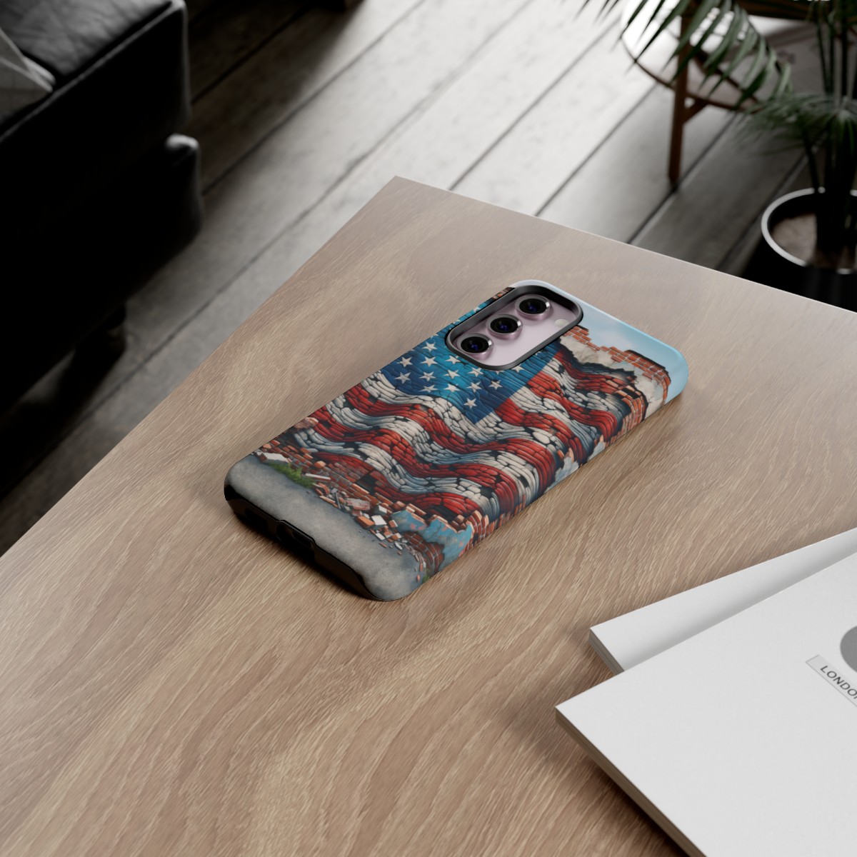 Resilient USA Flag on Cracked Brick Wall - Durable Phone Case- Phone Case - Image 137