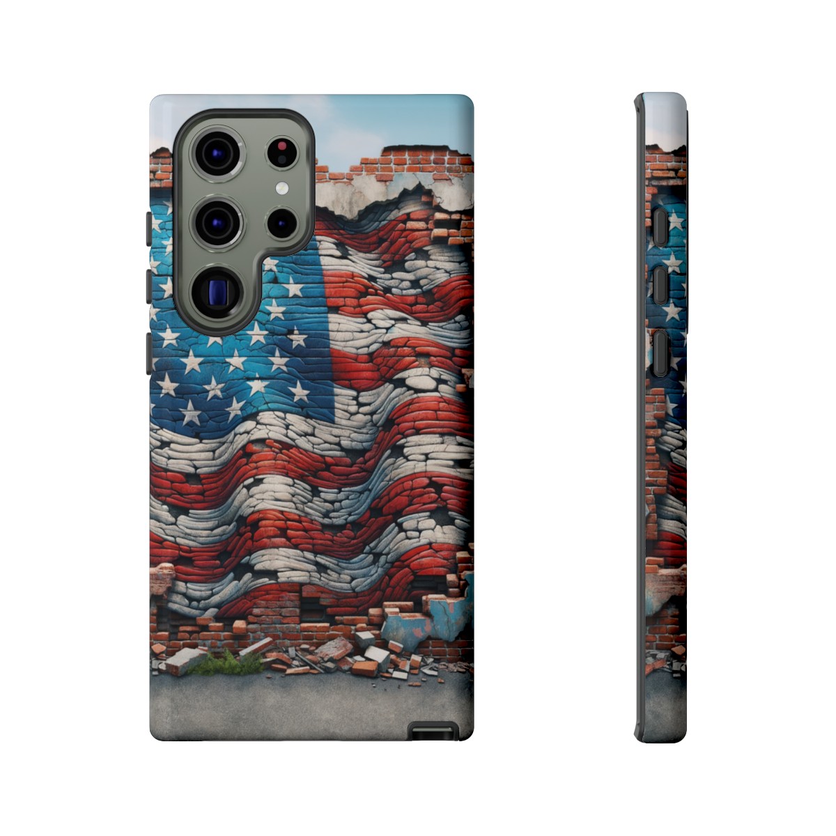 Resilient USA Flag on Cracked Brick Wall - Durable Phone Case- Phone Case - Image 138