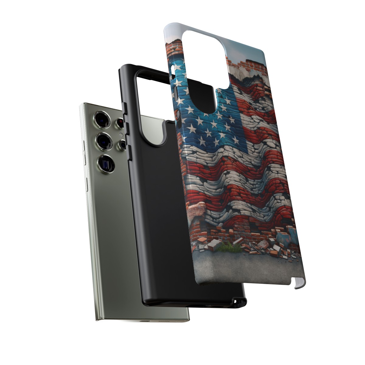 Resilient USA Flag on Cracked Brick Wall - Durable Phone Case- Phone Case - Image 140