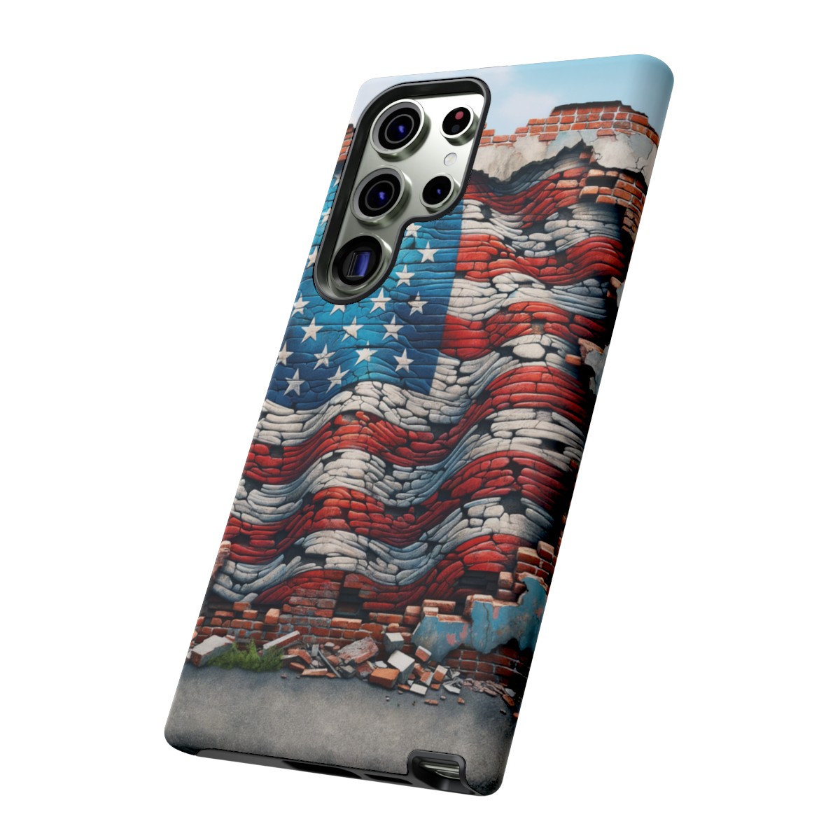 Resilient USA Flag on Cracked Brick Wall - Durable Phone Case- Phone Case - Image 143