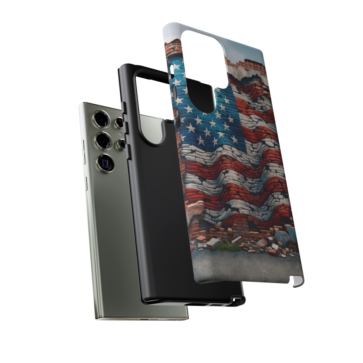 Resilient USA Flag on Cracked Brick Wall - Durable Phone Case- Phone Case - Image 144