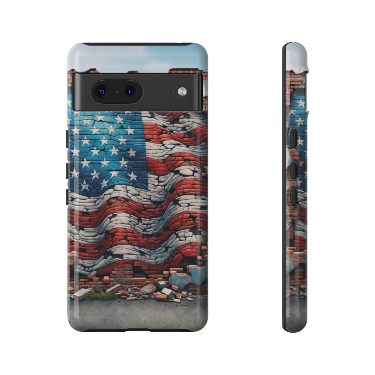 Resilient USA Flag on Cracked Brick Wall - Durable Phone Case- Phone Case - Image 146